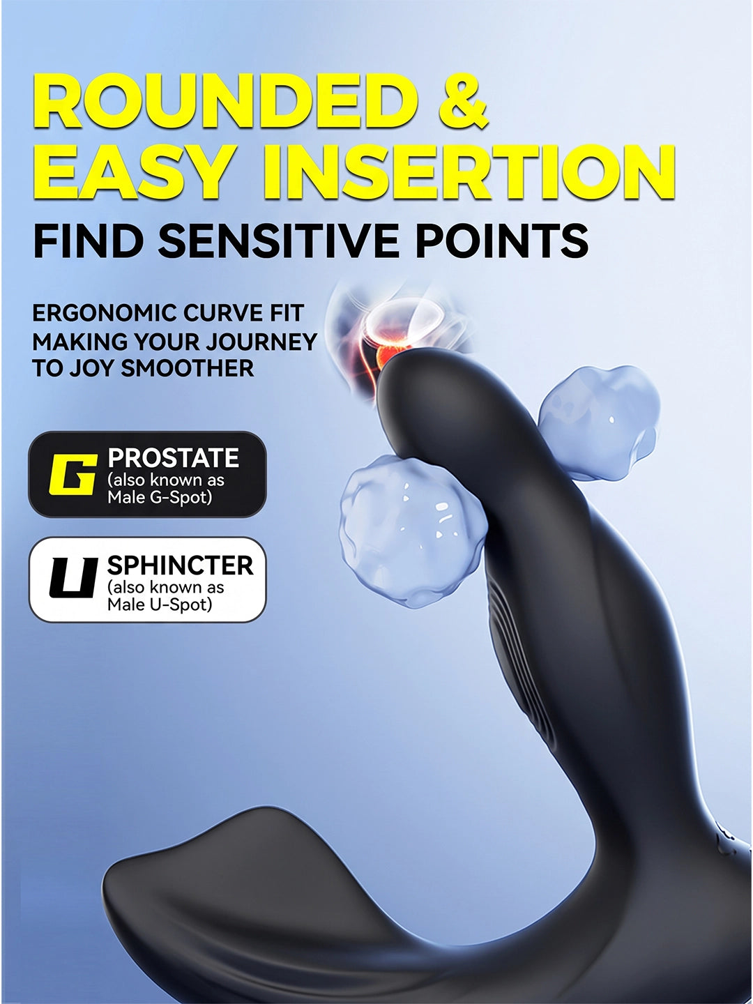 GALAKU Glandular Stimulation Prostate Massager Precise Prostate G‑Spot Targeting with Dual‑Loop Securing Ring