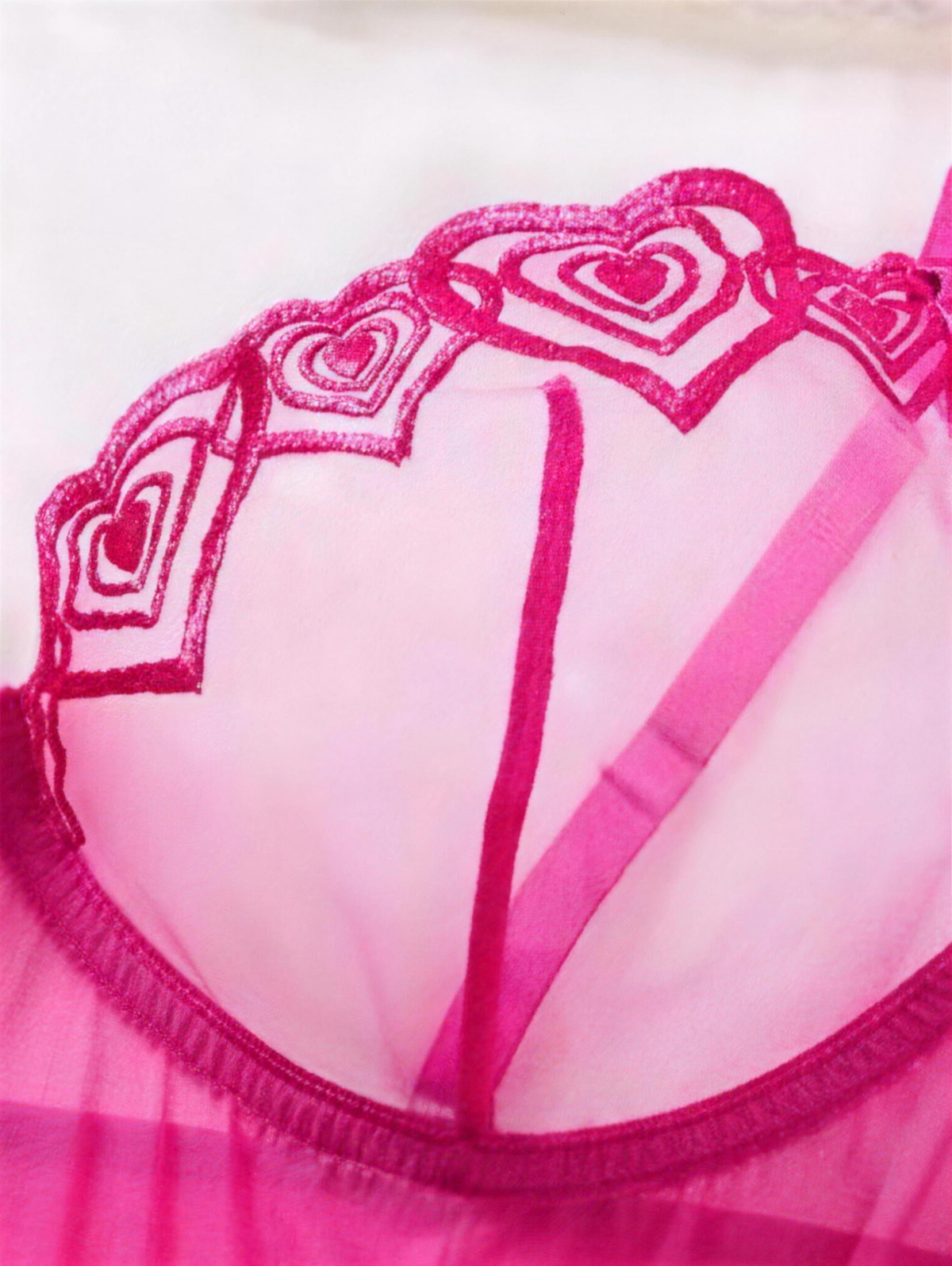 Women Sexy Lace Lingerie Set, Sheer Mesh Babydoll Nightgown With G‑String, Romantic Honeymoon Sleepwear Night Dress