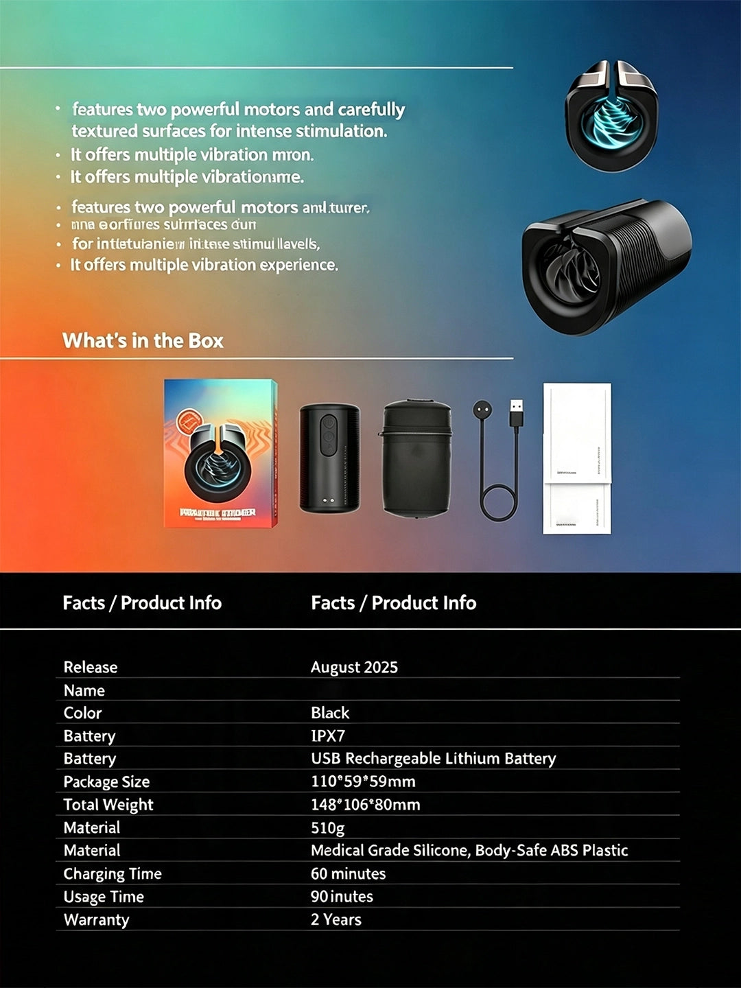 Arcwave Zing Vibrating Stroker, Medical‑Grade Silicone Open‑Ended Male Masturbator, 10 Vibration Modes IPX7 Waterproof Rechargeable Male Adult Toy for Solo & Partner Play