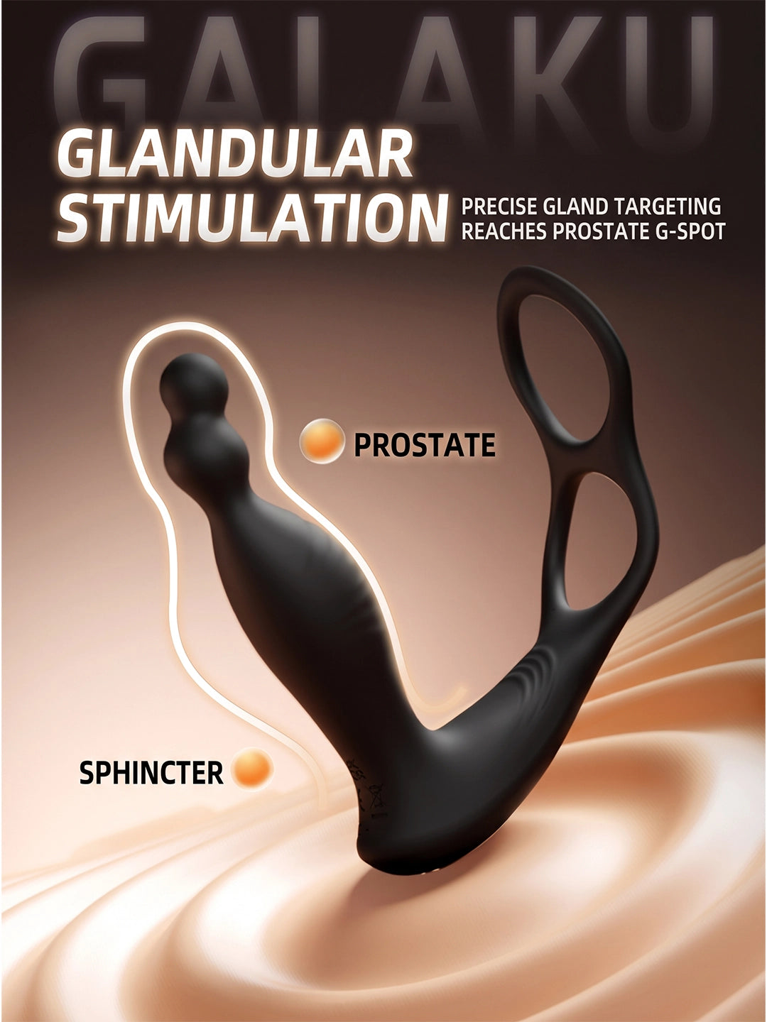 GALAKU Glandular Stimulation Prostate Massager Precise Prostate G‑Spot Targeting with Dual‑Loop Securing Ring