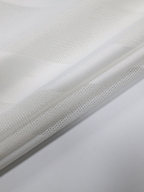 Women Diagonal Stripe Sheer Mesh Maxi Dress, Deep Open Back T‑Strap Backless Spaghetti Strap See‑Through Nightgown Cover‑Up