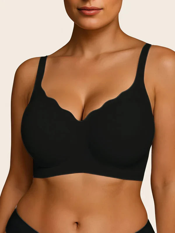 Kabelloser BH mit V-Ausschnitt und Wellenkante
