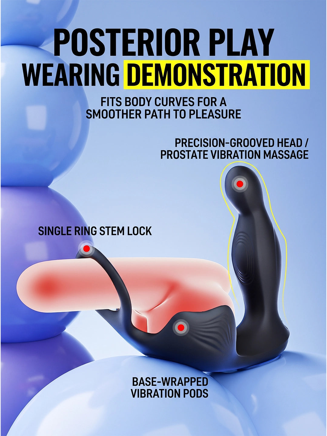 GALAKU Glandular Stimulation Prostate Massager Precise Prostate G‑Spot Targeting with Dual‑Loop Securing Ring