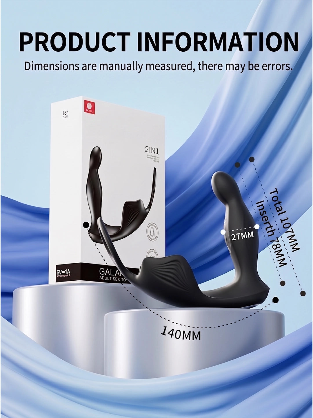 GALAKU Glandular Stimulation Prostate Massager Precise Prostate G‑Spot Targeting with Dual‑Loop Securing Ring