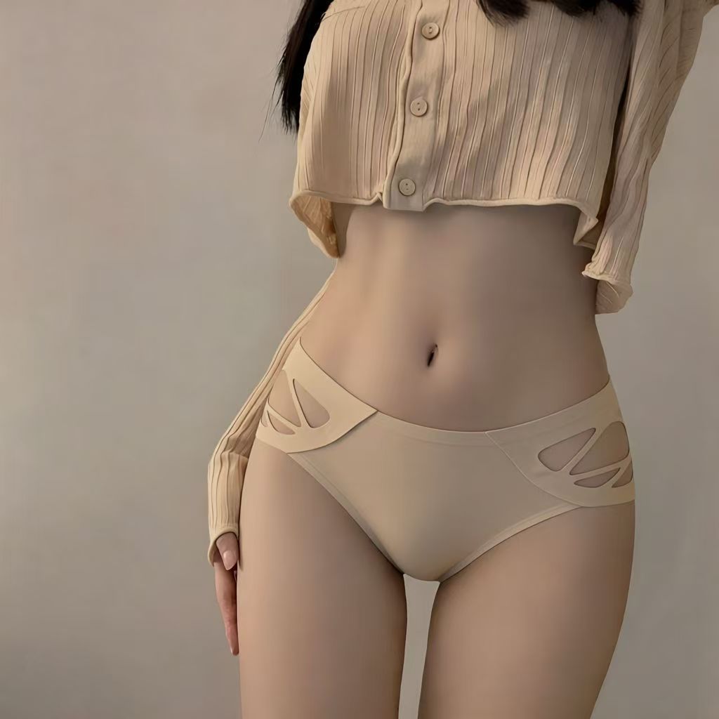 Trendy Side Strap Hollow Briefs, Edgy Statement Lingerie Underpants