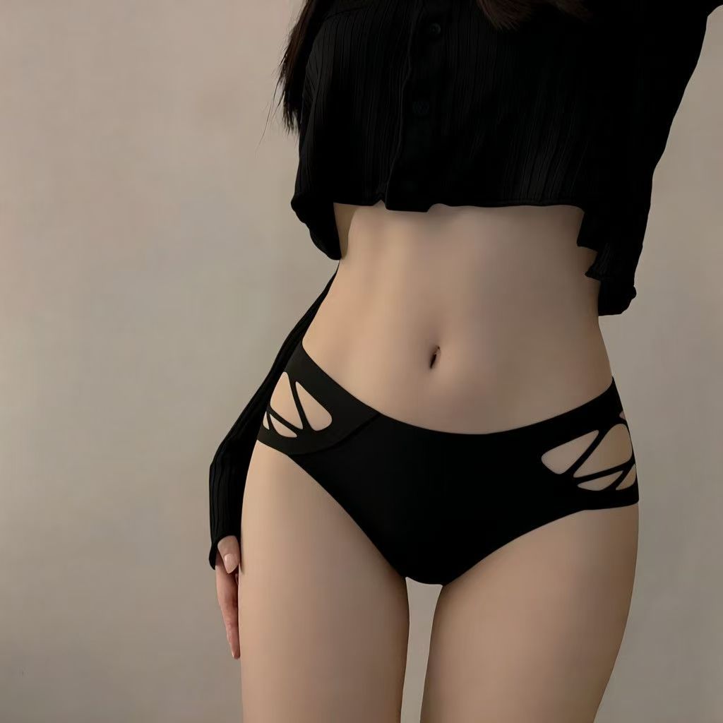 Trendy Side Strap Hollow Briefs, Edgy Statement Lingerie Underpants